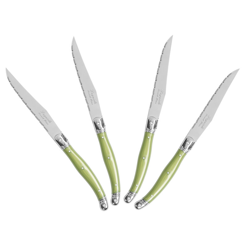 French Home Stainless Steel (18/8) Steak Knife Set, Green