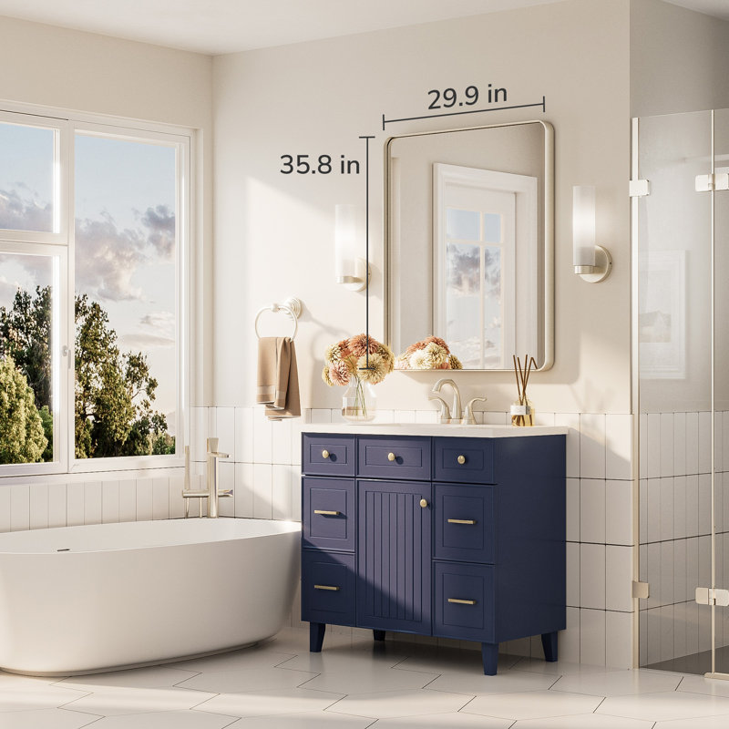 Bathroom Mirror with 1.2" Thick Aluminum Alloy Frame,Wall Mirror with Tempered Glass,Accent Mirror for Entryway,Dining Room,Bedroom