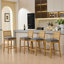 Tabouret de bar en bois massif à dossier en rotin avec coussin en mousse haute résilience, idéal pour les îlots de cuisine de style rustique et naturel, barres basses dans les salles à manger et les cafés, ensemble de deux-245758824