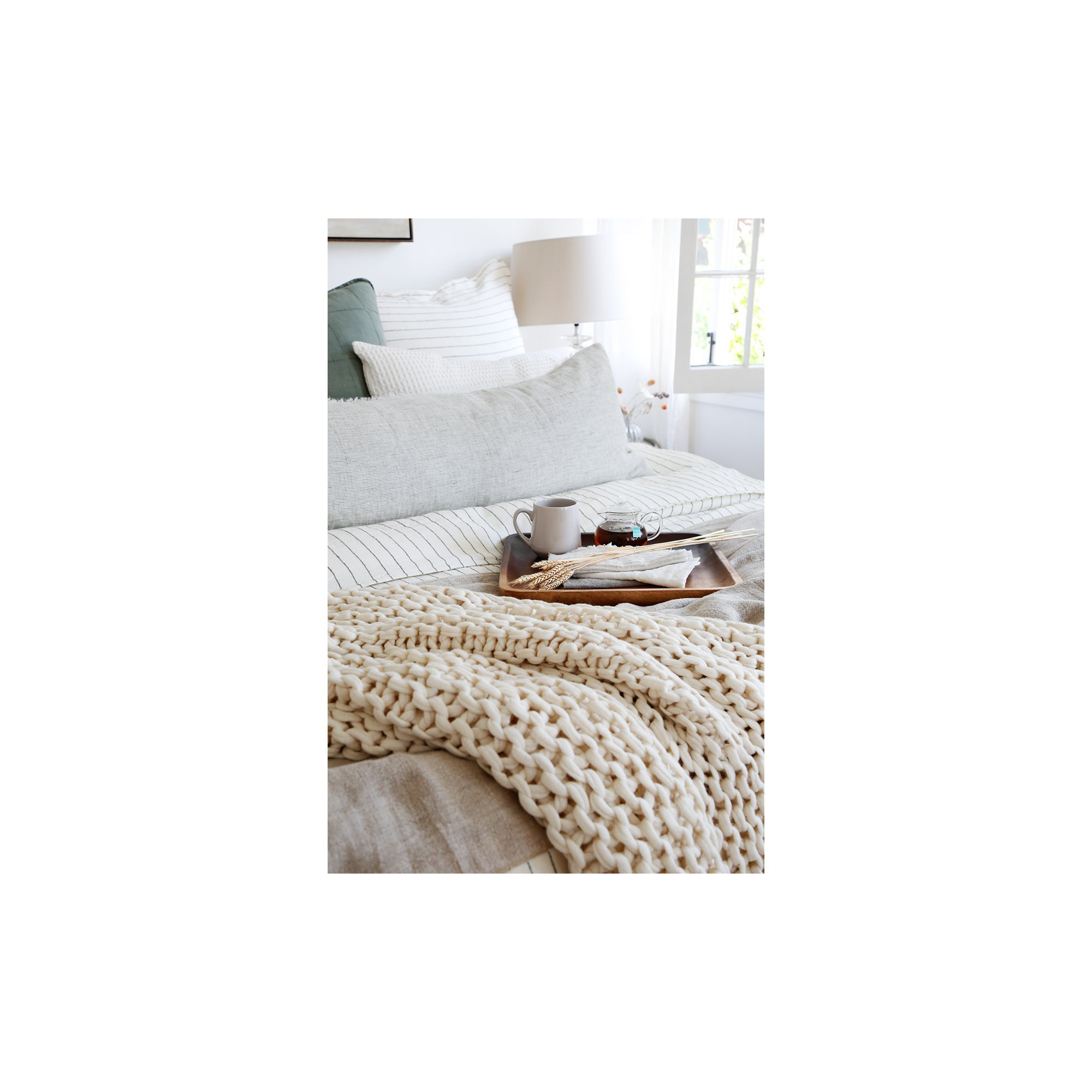 Finn Chunky Knit Throw Blanket, Antique White