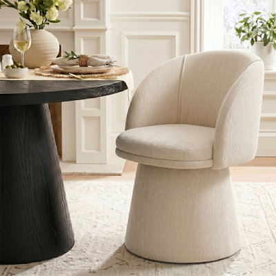 Chaise de salle à manger pivotante moderne avec dossier en tonneau et base piédestal
