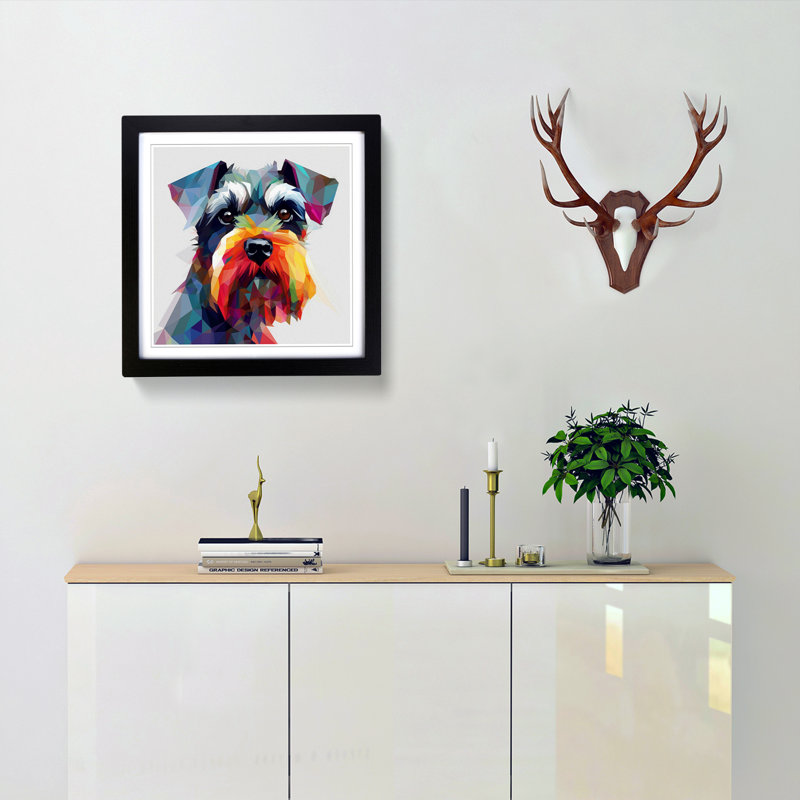 Schnauzer Abstract - Framed Print, Black