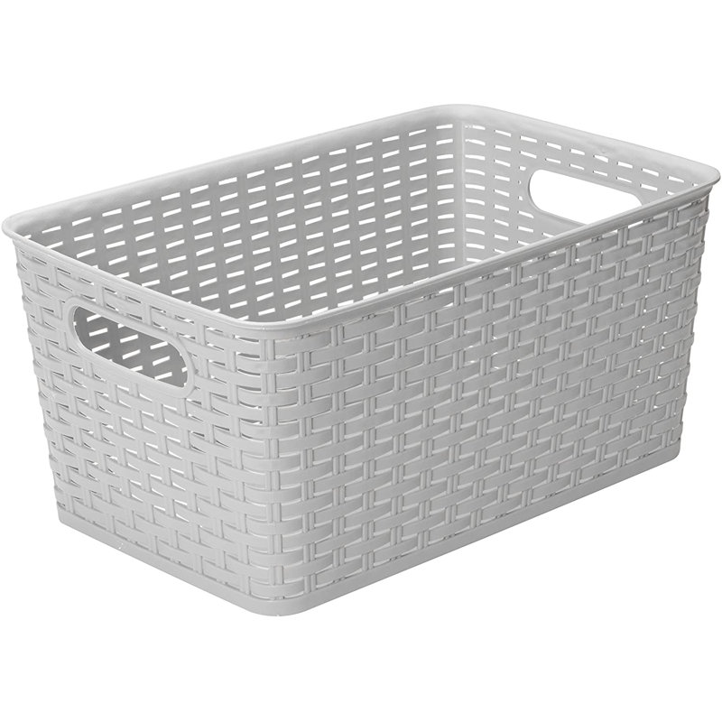 Rebrilliant Polyethelyne Plastic Decorative Basket, Gray, Large