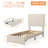 Twin Bed Frame with Under-Bed Drawer, Upholstered Platform Bed with Wave Headboard for Kids/Girls-1539549566-1539549567