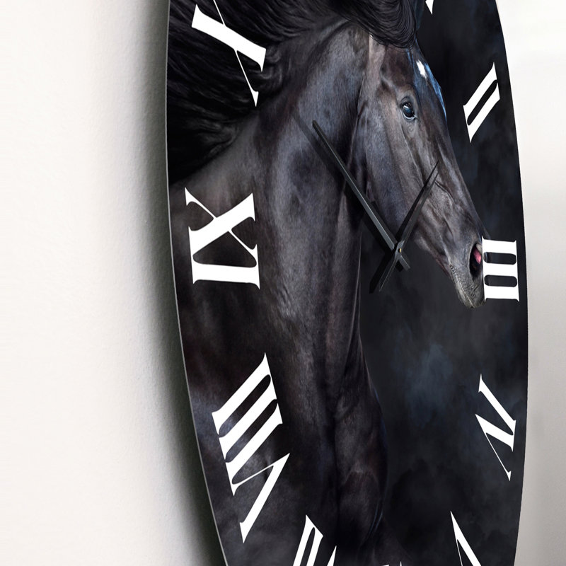 Portrait d'un étalon noir I - Horloge murale traditionnelle, Grand