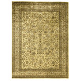 Hand Knotted Wool Area Rug in Gold And Beige