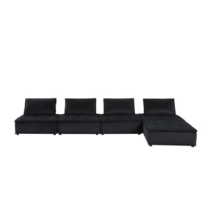 Modular Velvet Sectional Sofa with Tufted Seating