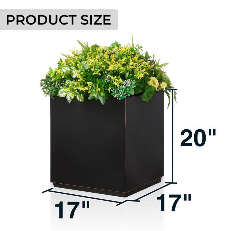Metal Planter Box, Black, 20" H x 17" W x 17" D