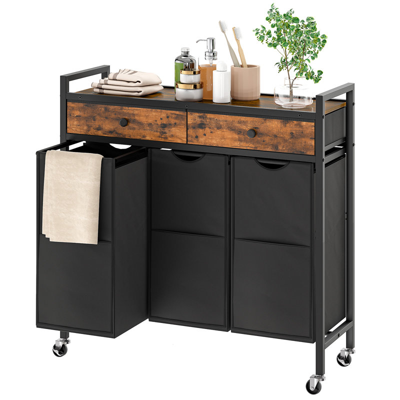 Manufactured Wood Laundry Cart with Wheels