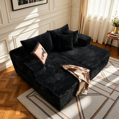 Oversized 75.1’’Compressed Modular Sofa with Double Chaise Lounge,Plush Upholstery with 2 Pillows,No Assembly Required