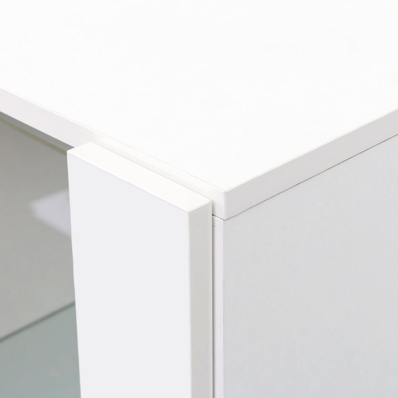 Armoires de rangement avec lampe à bande en aluminium et tablettes en verre