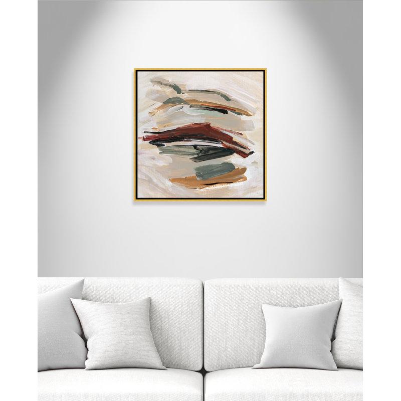 «Carmina Spring Shadows» par Susan Jill - peinture sur toile à cadre flottant, H 25,5 po x l 25,5 po, Or