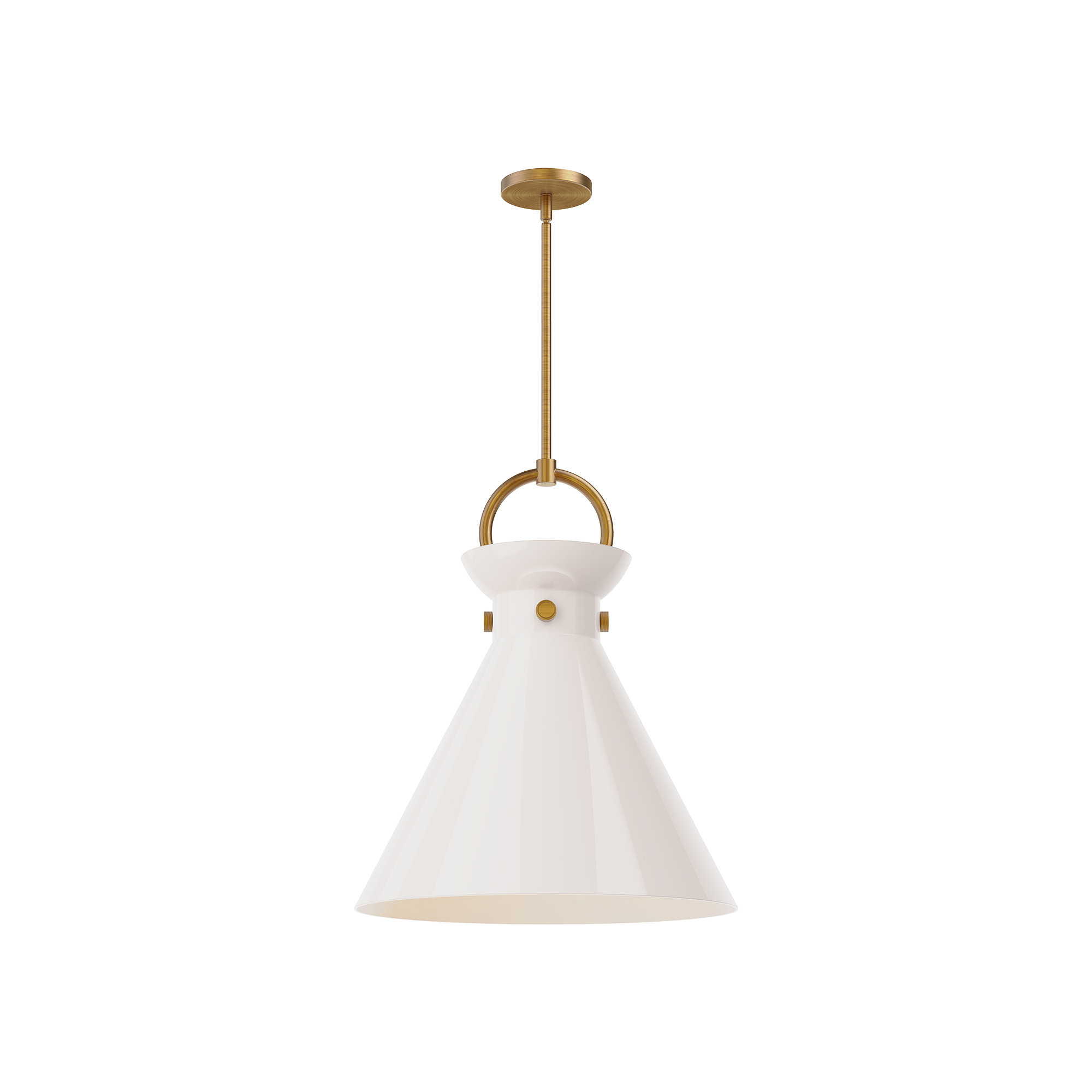 Tiney Single Light Glass Steel Pendant, Aged Gold, 21.75" H x 18" W x 18" D