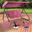 3-Seat Outdoor Convertible Swing Glider with Adjustable Canopy, 2-in-1 Bench to Flat Bed, Removable Cushions-1460619844