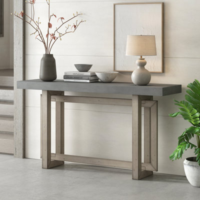 Console grise contemporaine en bois avec plateau très long pour vestibule, vestibule, salon et couloir