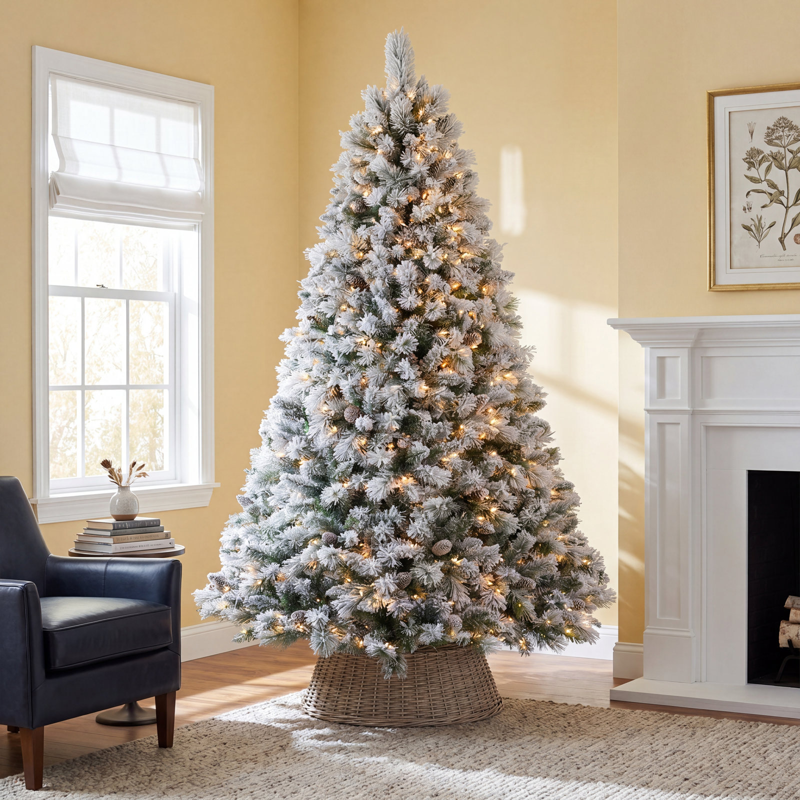 Frosted 10' Pre-Lit Spruce Christmas Tree, 90"H