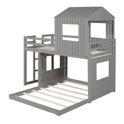 Sage Metal Loft Bed With Desk And Shelf, Industrial Style, Durable Steel Frame