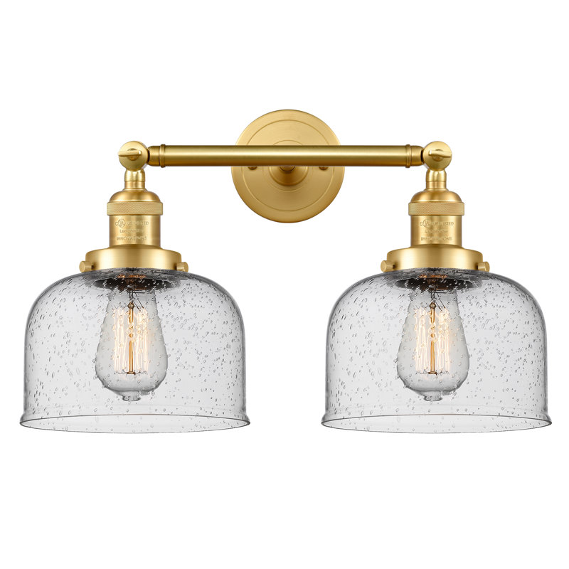 Bell - Luminaire de meuble-lavabo 19 po 2 lumières, Ampoule à DEL rétro de 6 watts, Grainé, Or satiné