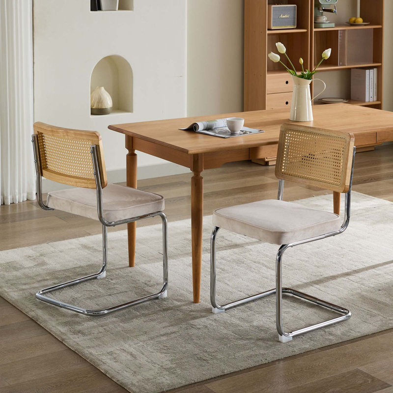 Ensemble de 2 chaises d'appoint Mid-Century, Beige
