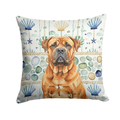 Red Bullmastiff Coastal Sea Glass Throw Pillow