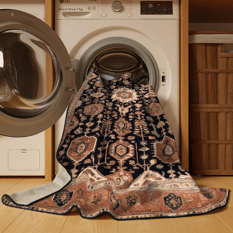 Tapis brun lavable à la machine, Rectangle 4pi x 6 pi