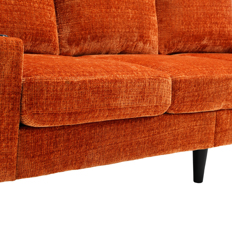 Modulaire avec tissu en chenille et coussins de rangement spacieux, Orange