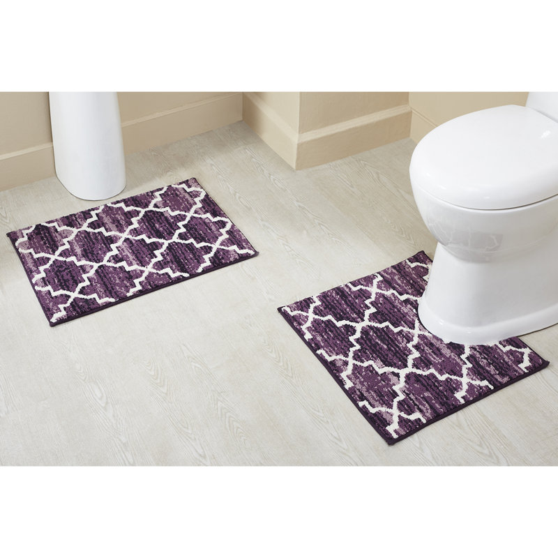 Tapis pour salle de bain Nolynn, Mauve, Ensemble de 2 pièces (17 po x 24 po | 20 po x 20