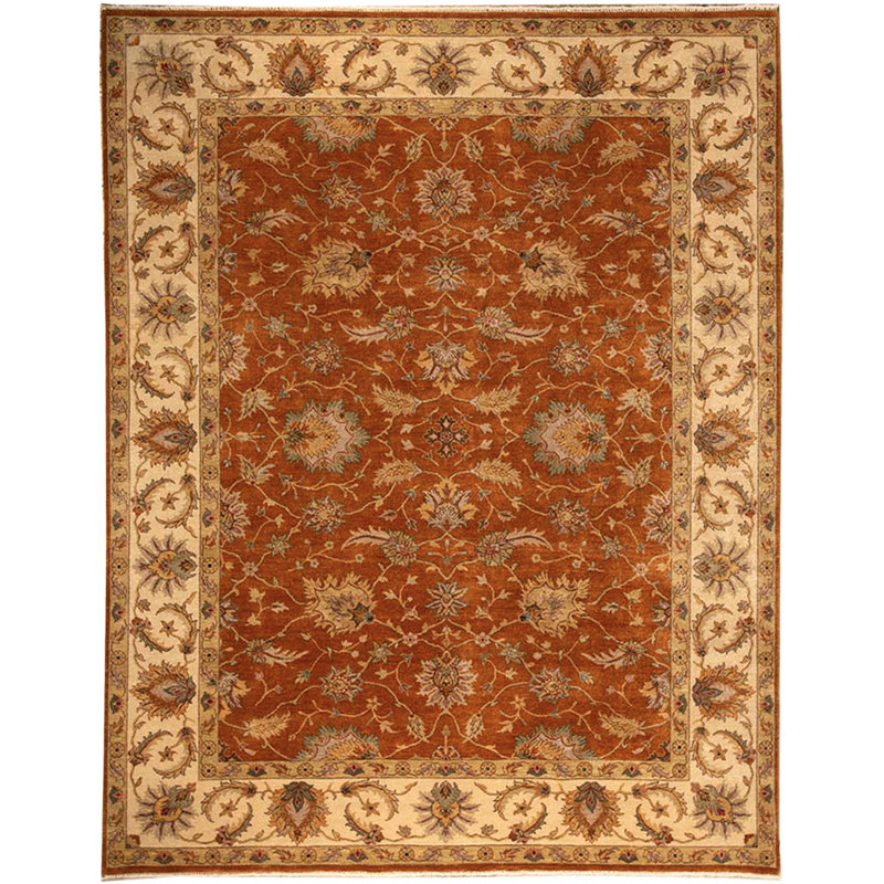 Wool Oriental Area Rug in Rust/Beige