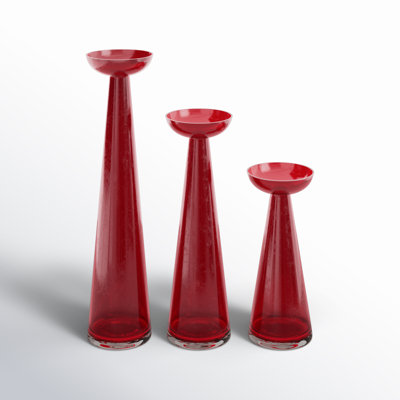 3-Piece Glass Candlestick Set