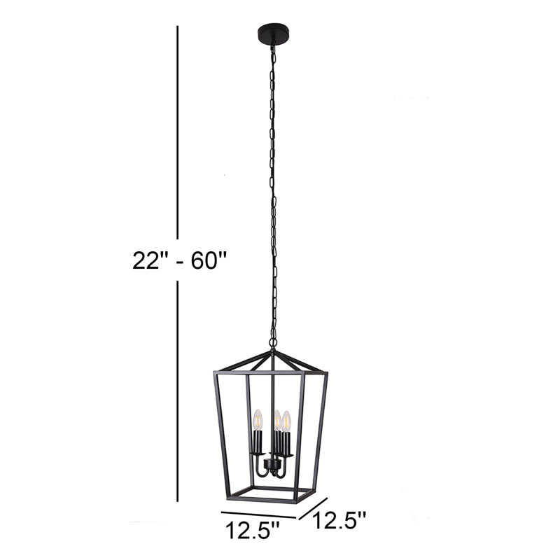 Luminaire lanterne suspendu carré 3 lumières Carlyle