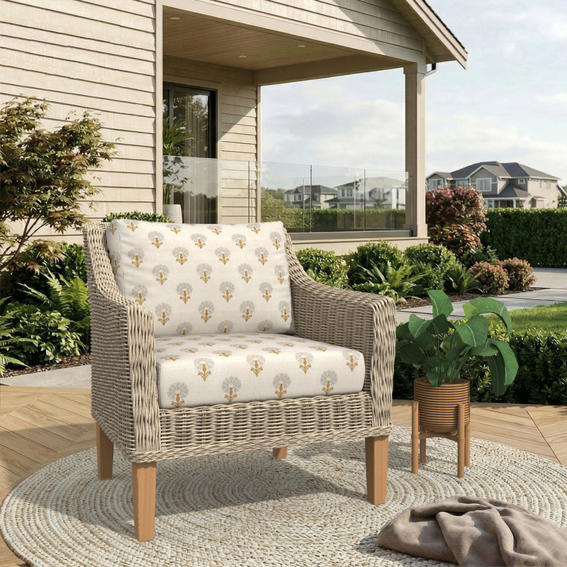 Amala Sunbrella® Outdoor Lounge Chair Seat/Back Cushion, Sunbrella Mira Seasalt
