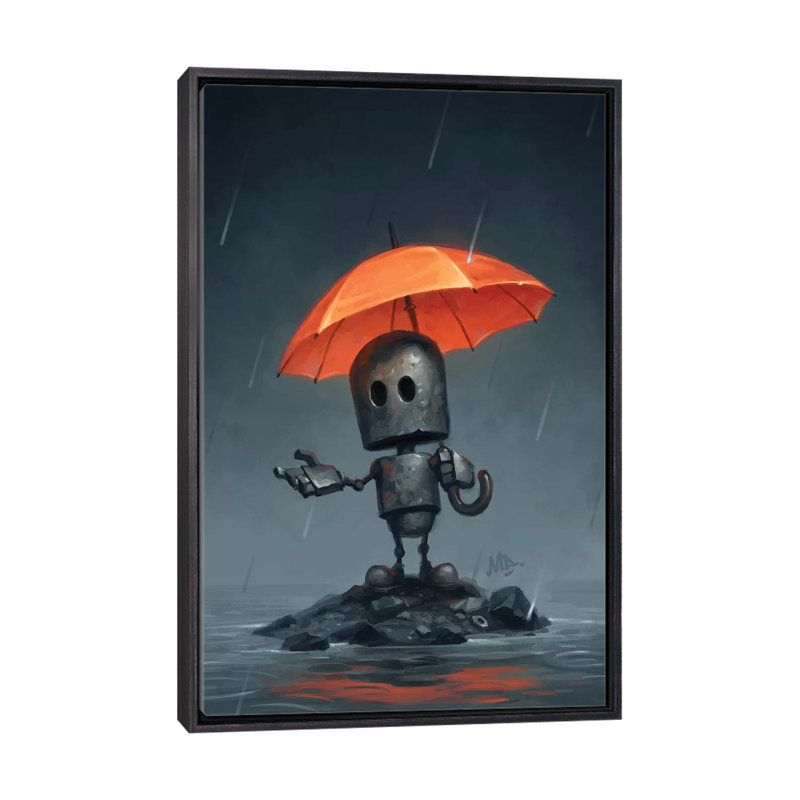 «The Rainy Season» par Matt Dixon - impression d'art graphique, H 26 po x l 18 po x 1,5 po, Toile avec cadre noir patiné