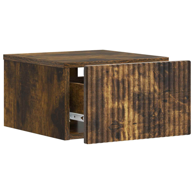 33cm W Manufactured Wood Bedside Table, Smoked Oak
