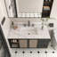 Dessus de meuble-lavabo en marbre de 43 pouces, comptoir blanc avec 3 trous de robinet pré-percés, comptoir de salle de bain avec lavabo central rectangulaire encastré et dosseret de 4 po de hauteur, Bianco Carrara Venato