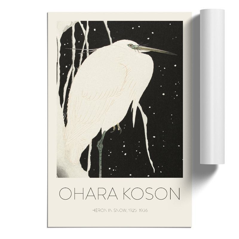 Heron in the Snow 1 Piece Painting, 30cm H x 21cm W x 0.1cm D