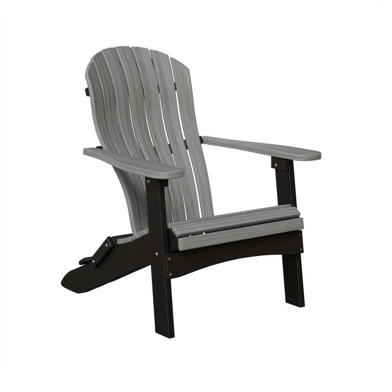 Berlin Gardens Contour Folding Adirondack Chair, Driftwood Gray with Black