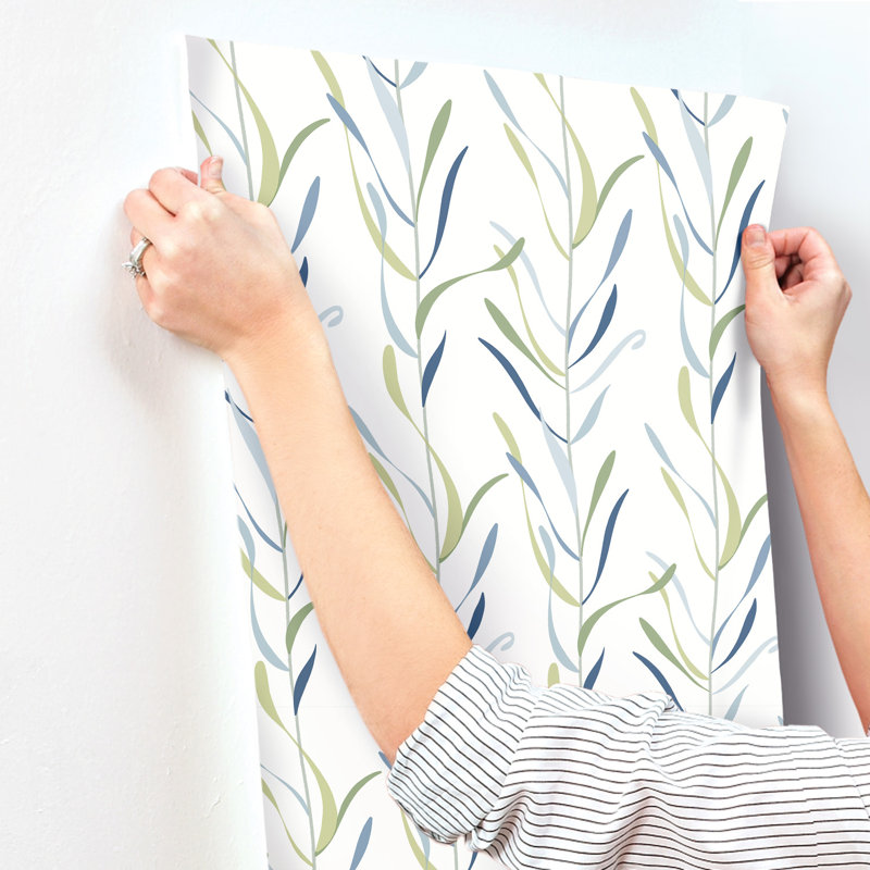 Rouleau de papier peint L 27 pi x l 27 po Hatte, Vert / bleu