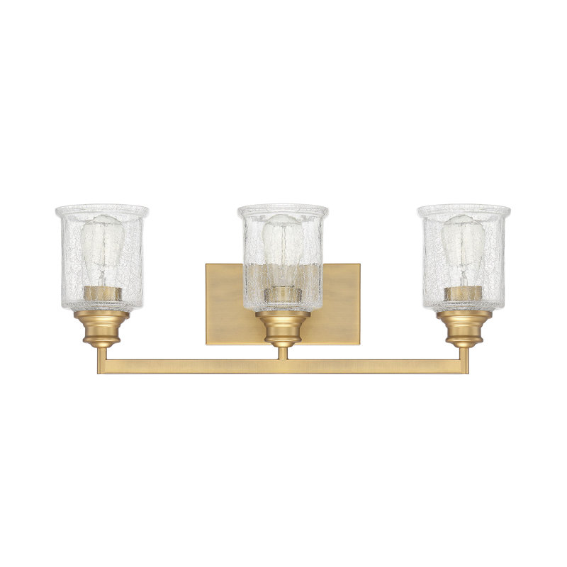 Southmead 3-Light Dimmable Brass Vanity Light, 8.75" H x 24" W x 24" D, 3 Lights