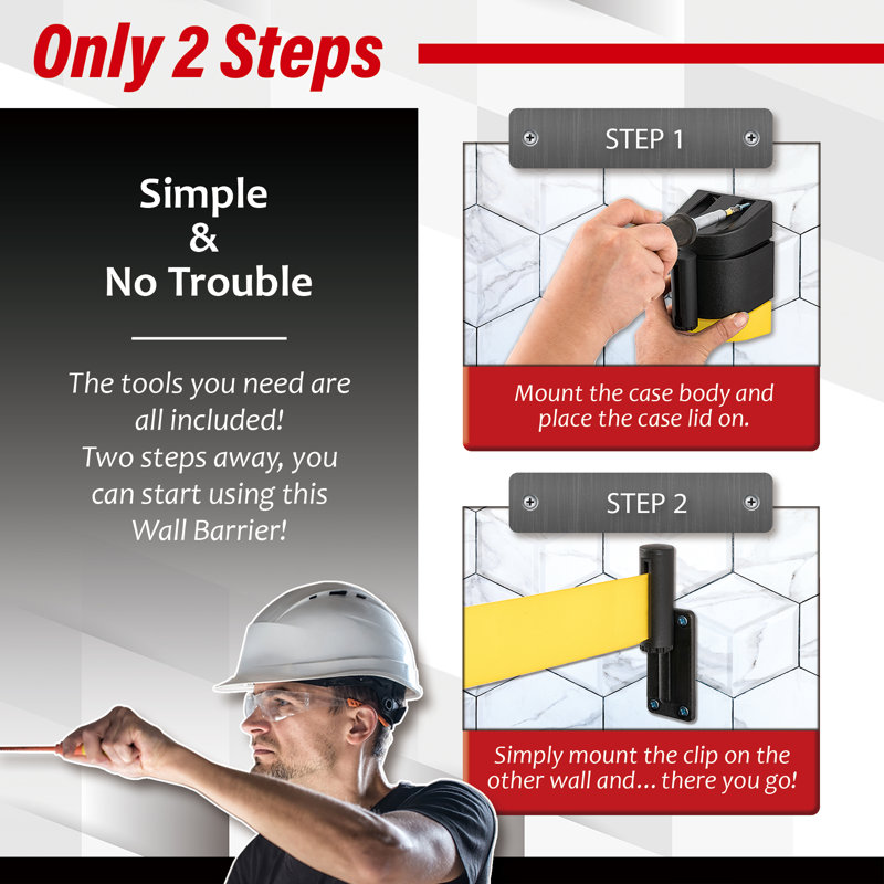 Ceinture de sécurité murale rétractable - 6,5 pi Ceinture jaune Ne pas entrer par DuraSteel Guardian 2.0