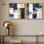 Ensemble de toiles « Block by Block » – Décoration d'intérieur bleue pour le salon par Art Remedy, cadre noir, 12 x 12