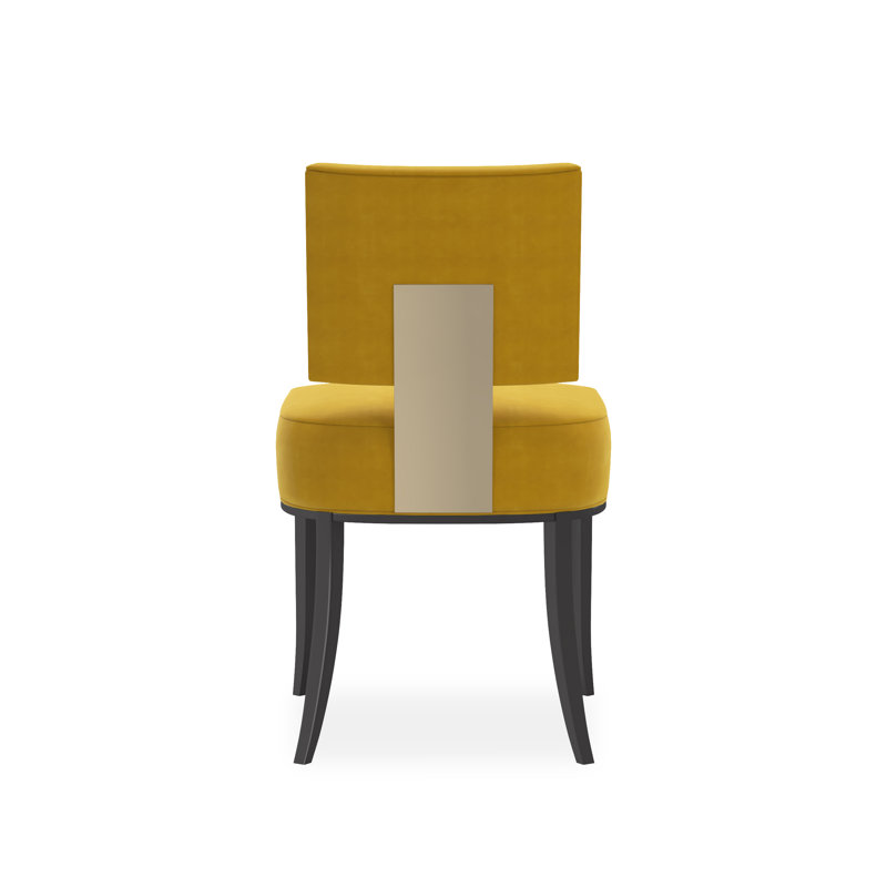 Caracole Classic Upholstered Dining Chair, Yellow, Black/Gold