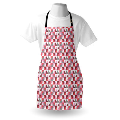 Dakota Fields Geometric Apron Unisex Halved Striped Triangles Adult Size Coral Pink and Dark Grey