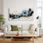 «Blue Flowers with Black and Gold Brushstrokes», art mural sur toile-487213406