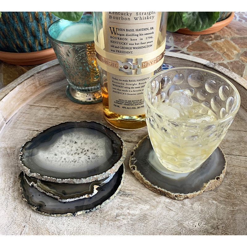 Agate Round 4 Piece Coaster Set