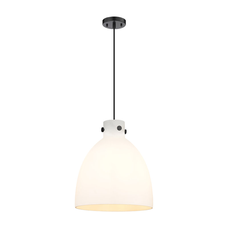 Luminaire suspendu à 1 lumière Badgett, Blanc, Noir mat, H 16 po x l 14 po x P 14 po