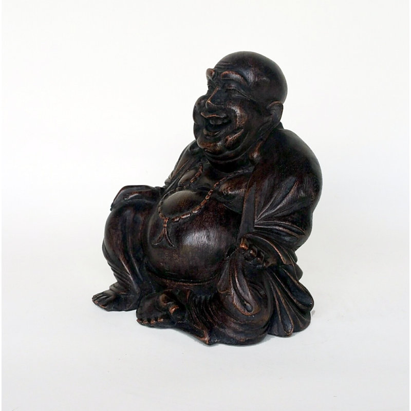 Figurine bouddha happy acajou Maron