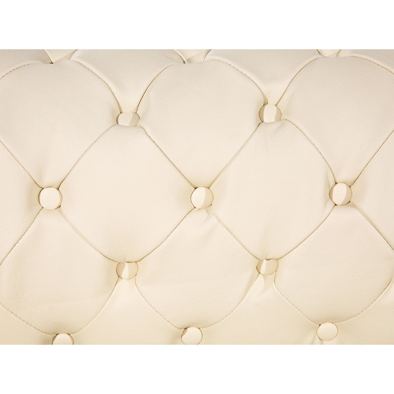 Impriano Faux Leather Chesterfield Chair, Beige Leather Match