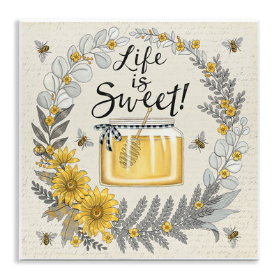 Life Is Sweet Wreath Wall Plaque Art by Deb Strain