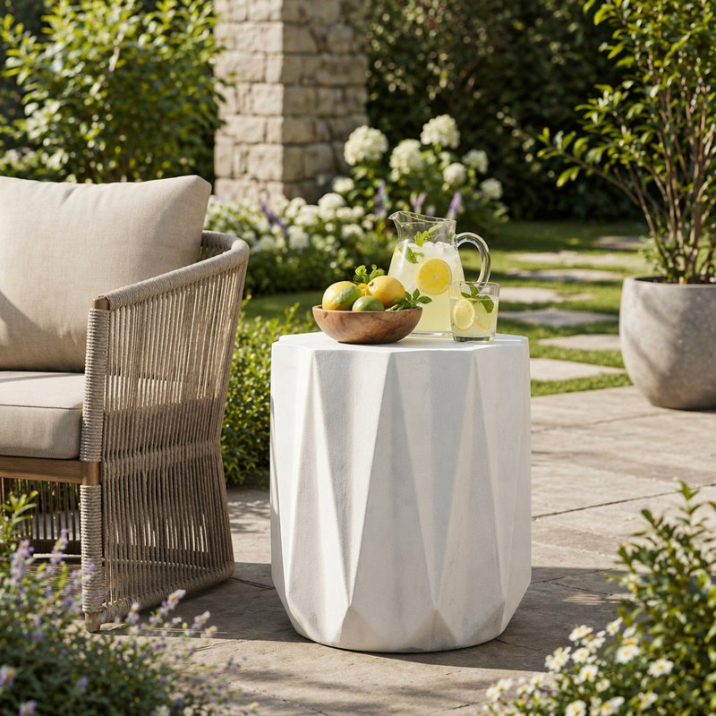 Table d'appoint d'extérieur en béton léger