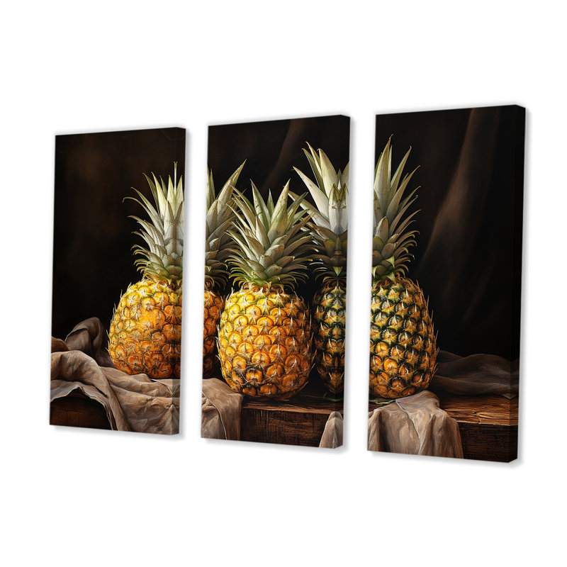 Juice Pineapple Bliss - ensemble d'art mural sur toile ananas, H 32 po x l 48 po